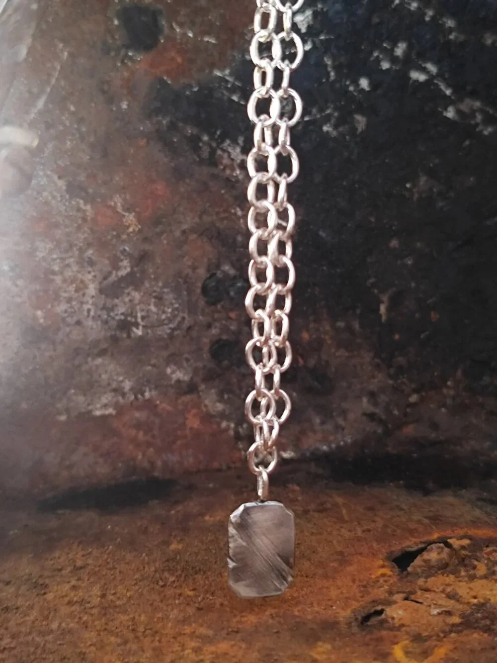 Handmade Sterling Silver Engravable Pendant Necklace – Thick Link Chain